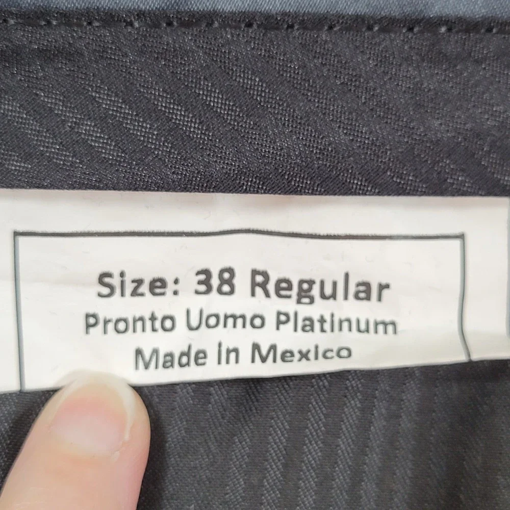 Pronto‎ Uomo Dress Pants Mens 38 Black Excellent 100% Wool Platinum Trousers